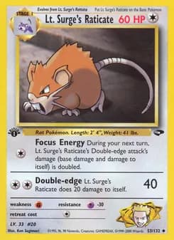 Lt. Surge's Raticate card in English
