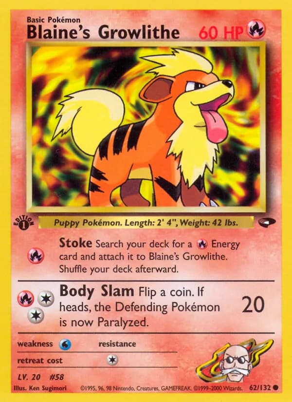 Blaine's Growlithe card in English