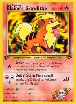 Blaine's Growlithe card in English