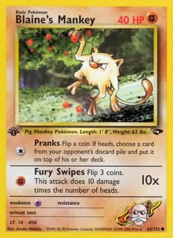 Blaine's Mankey card in English