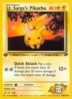 Lt. Surge's Pikachu card in English