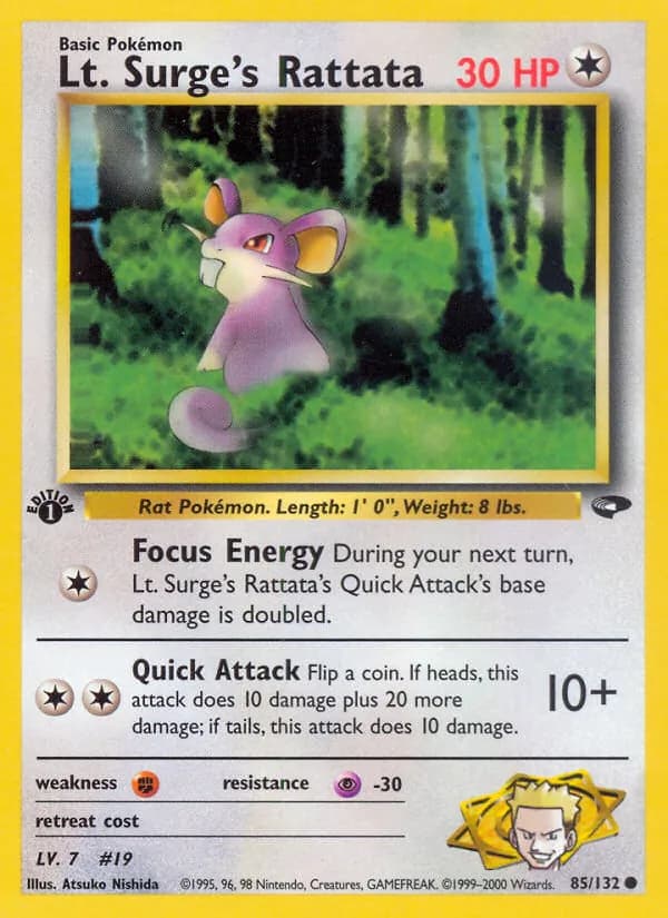 Lt. Surge's Rattata card in English