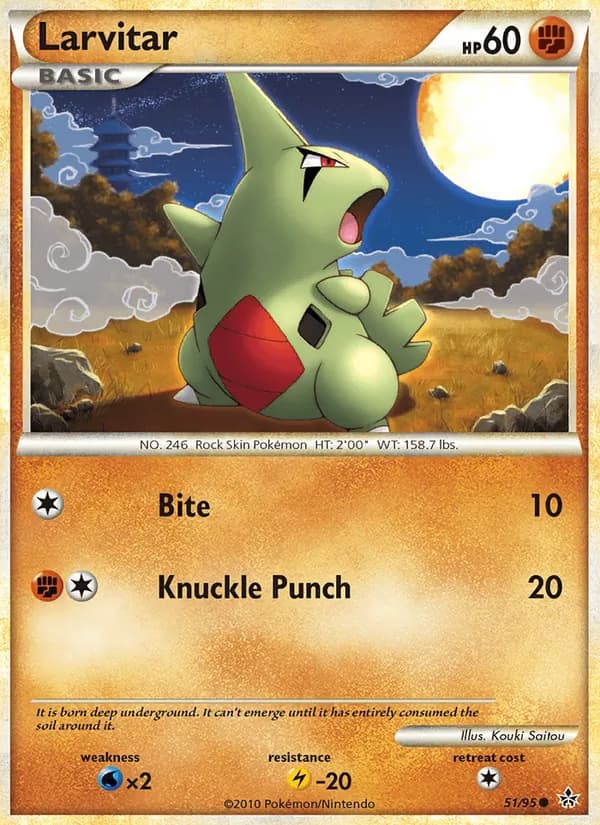 Larvitar card in English