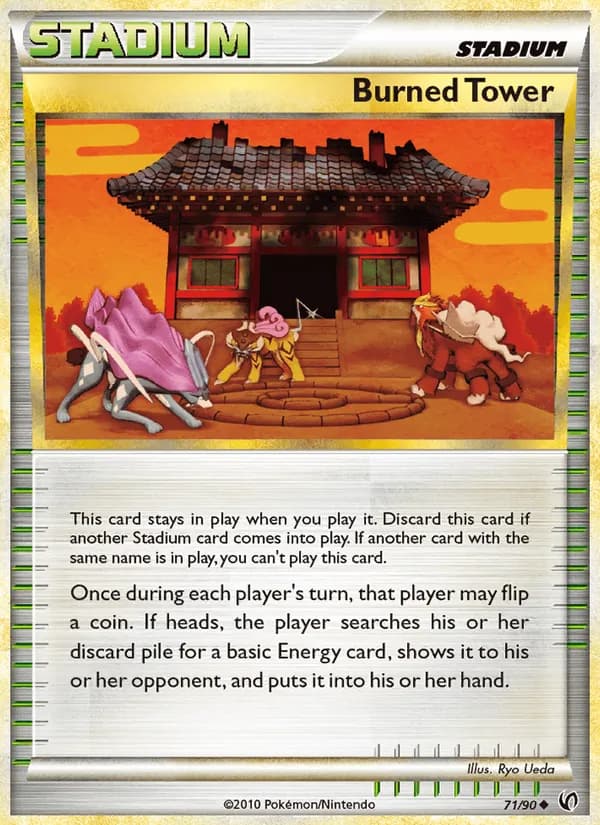 Burned Tower card in English