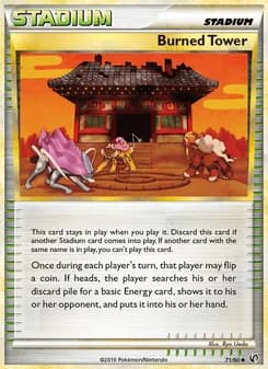 Burned Tower card in English