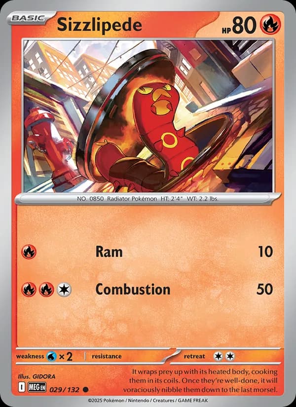 Sizzlipede card in English