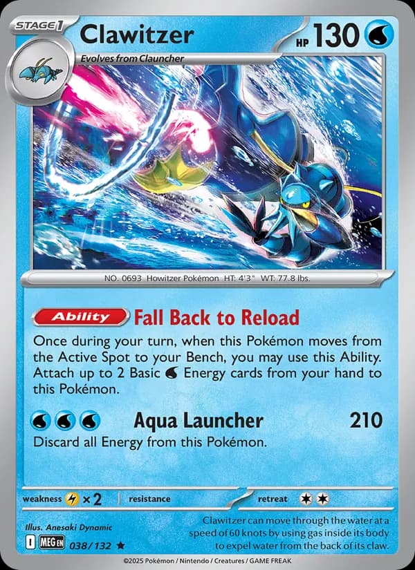 Clawitzer card in English