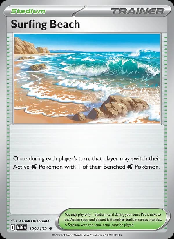 Surfing Beach card in English