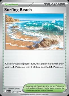 Surfing Beach card in English