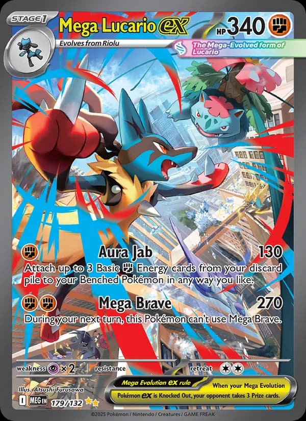 Mega Lucario ex card in English