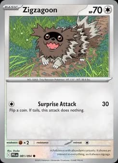 Zigzagoon card in English