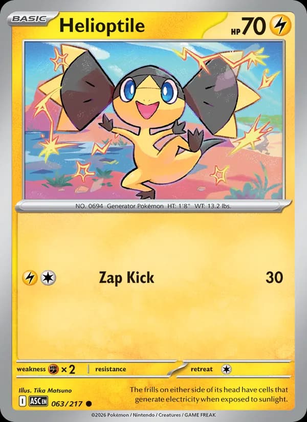 Helioptile card in English
