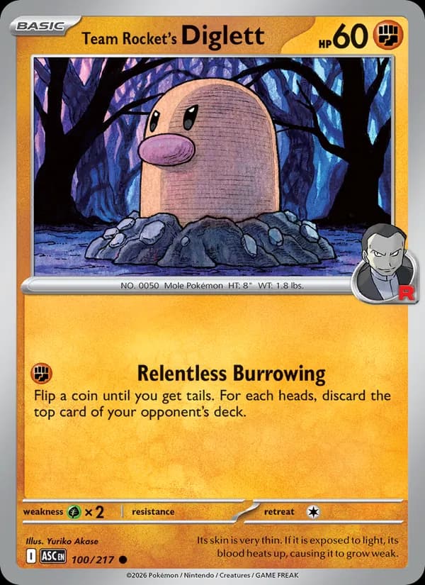 Team Rocket's Diglett card in English