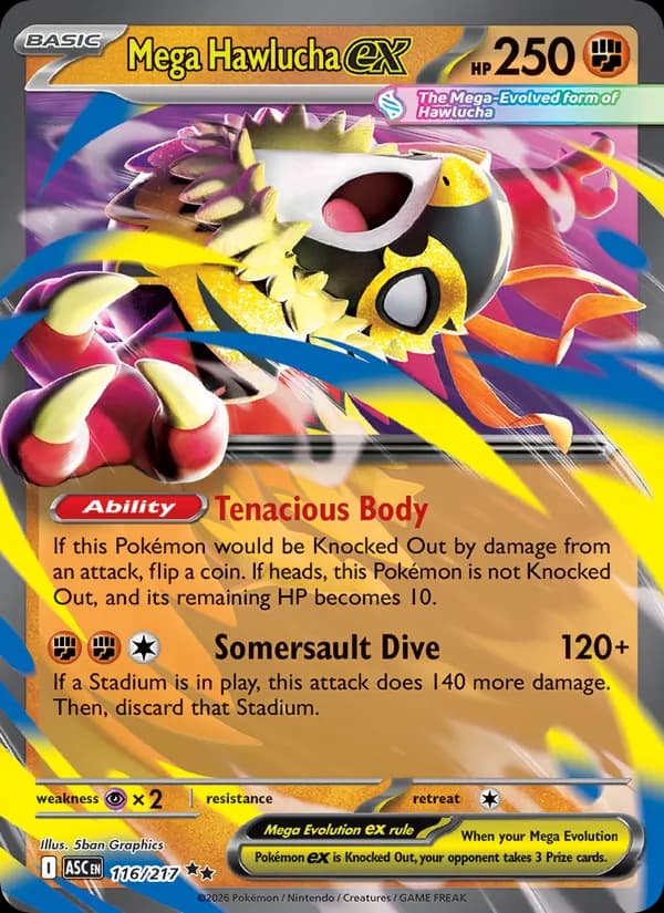 Mega Hawlucha ex card in English