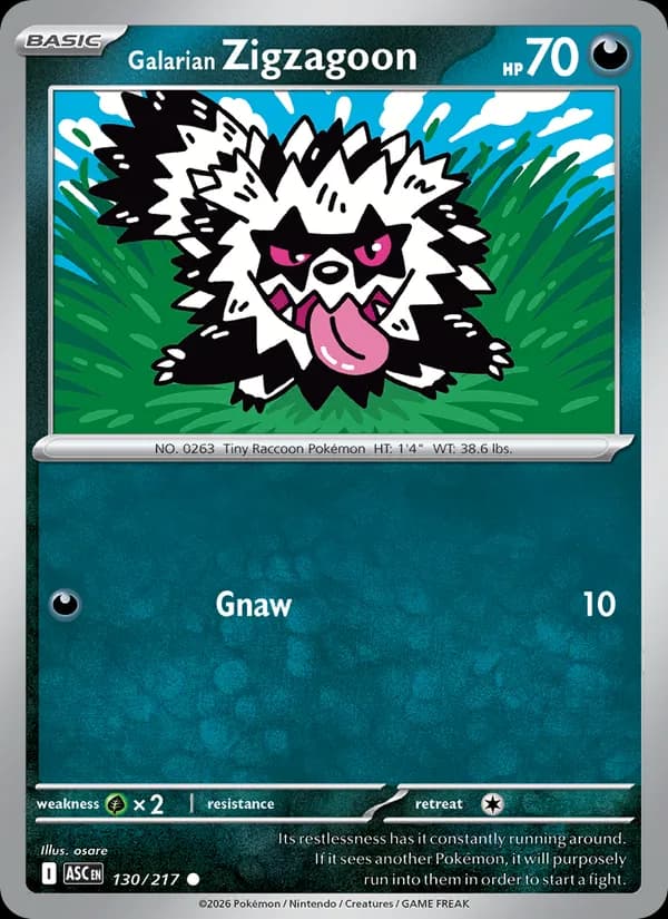 Galarian Zigzagoon card in English
