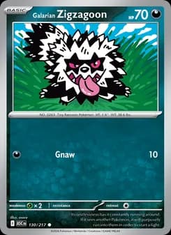 Galarian Zigzagoon card in English
