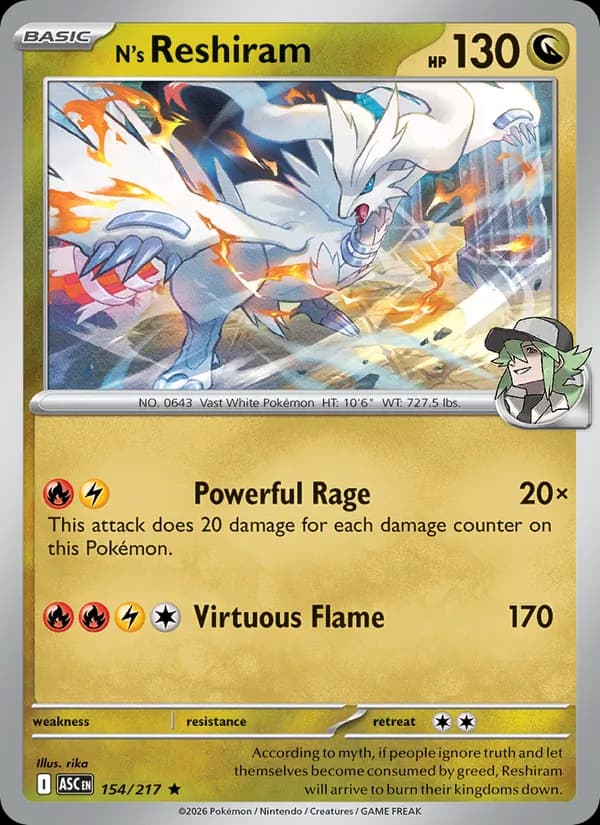 N's Reshiram card in English