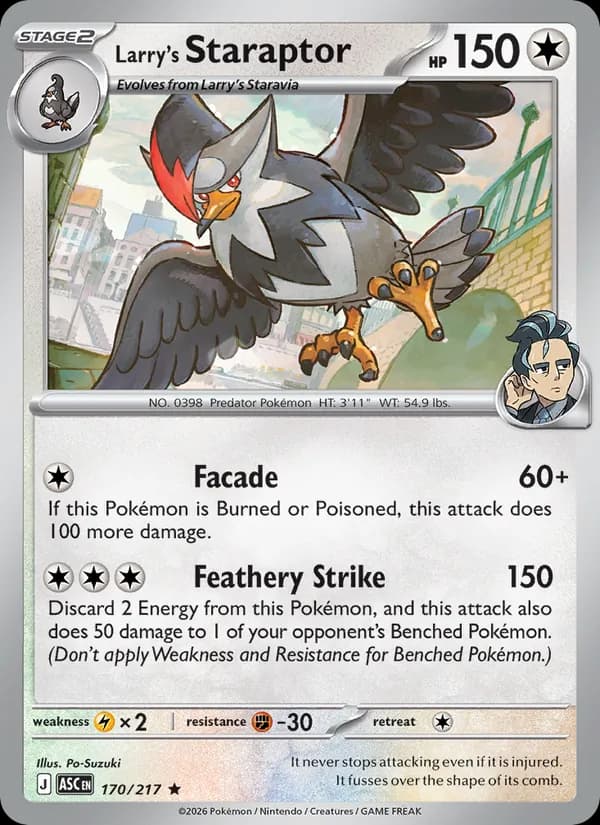 Larry's Staraptor card in English