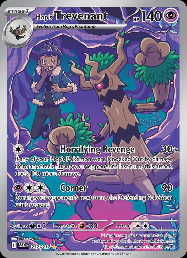 Hop's Trevenant card in English