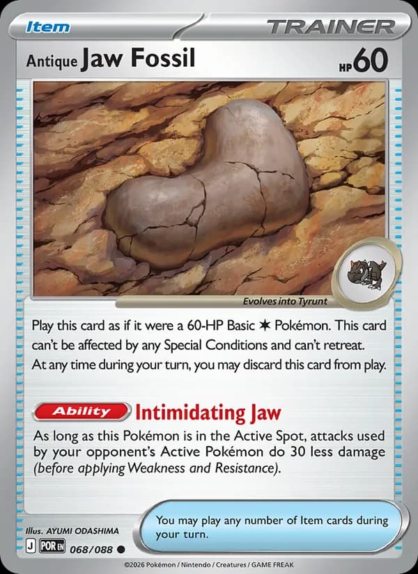 Antique Jaw Fossil card in English