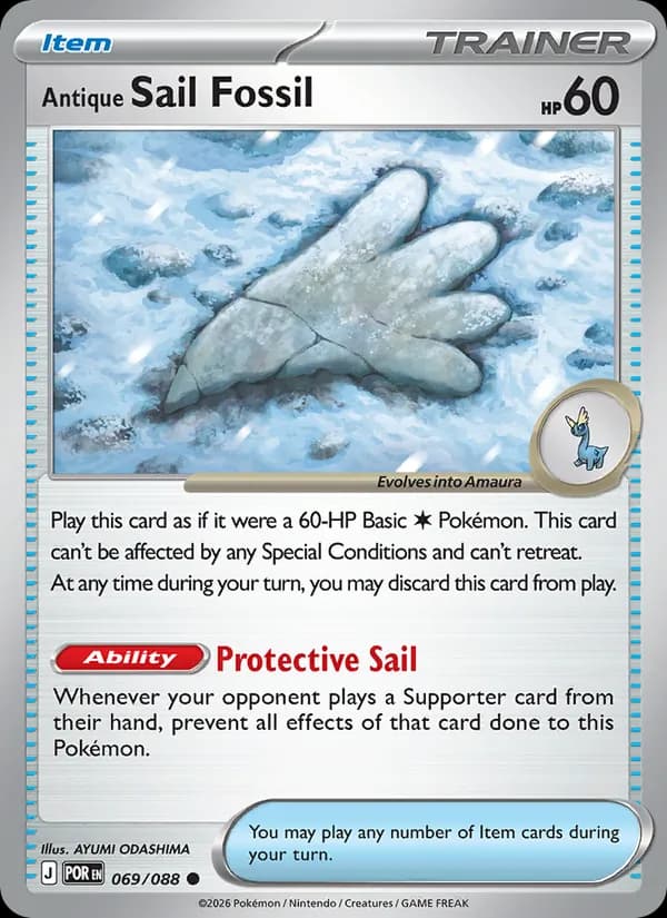 Antique Sail Fossil card in English