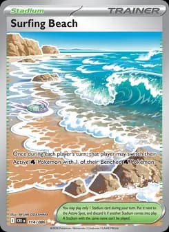 Surfing Beach card in English