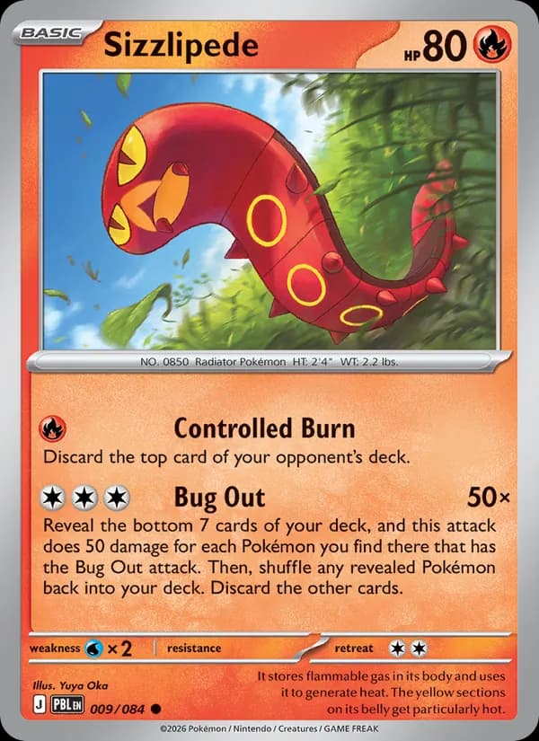 Sizzlipede card in English