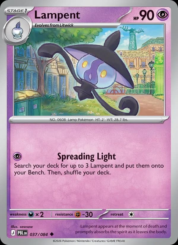 Lampent card in English