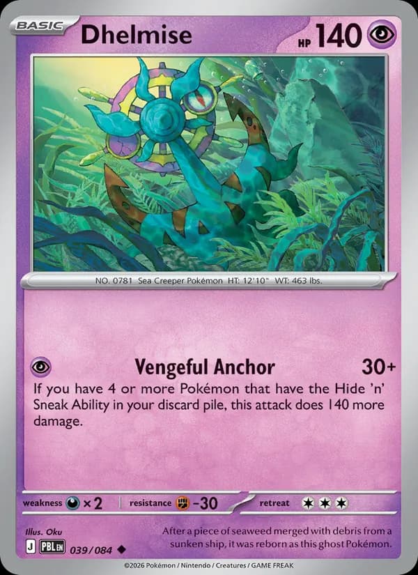 Dhelmise card in English