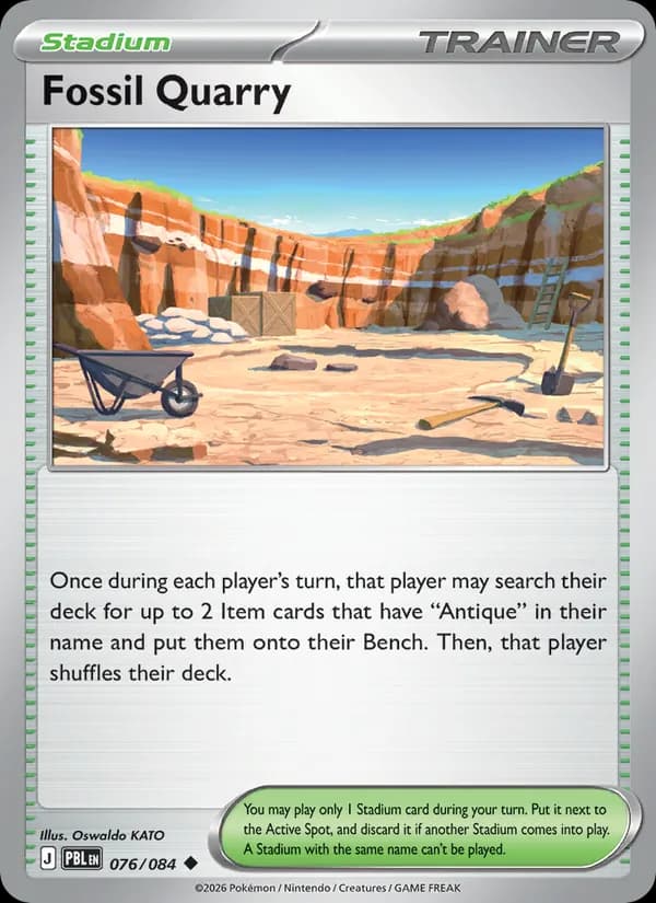 Fossil Quarry card in English