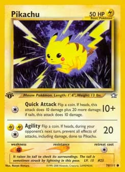 Pikachu card in English