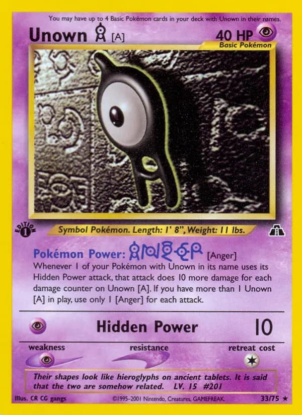 Unown [A] card in English