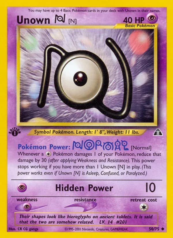 Unown [N] card in English