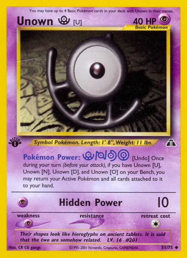 Unown [U] card in English