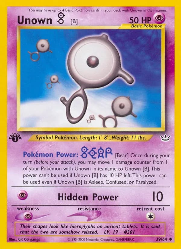 Unown [B] card in English