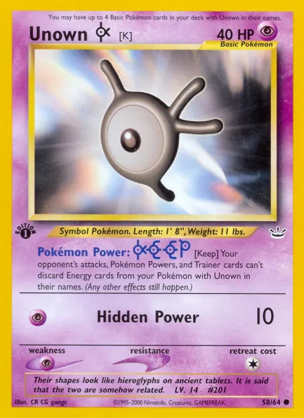 Unown [K] card in English