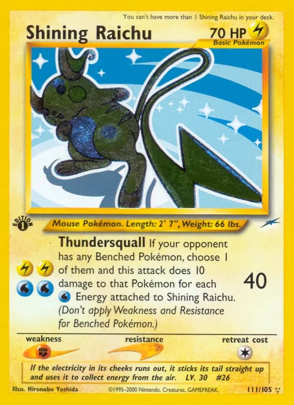 Shining Raichu card in English