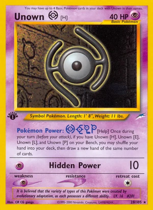 Unown [H] card in English