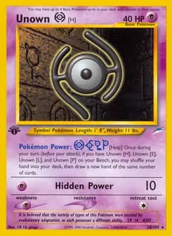 Unown [H] card in English