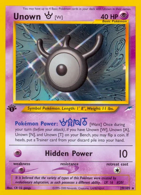 Unown [W] card in English