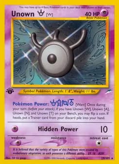 Unown [W] card in English