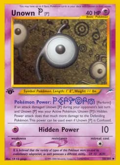 Unown [P] card in English