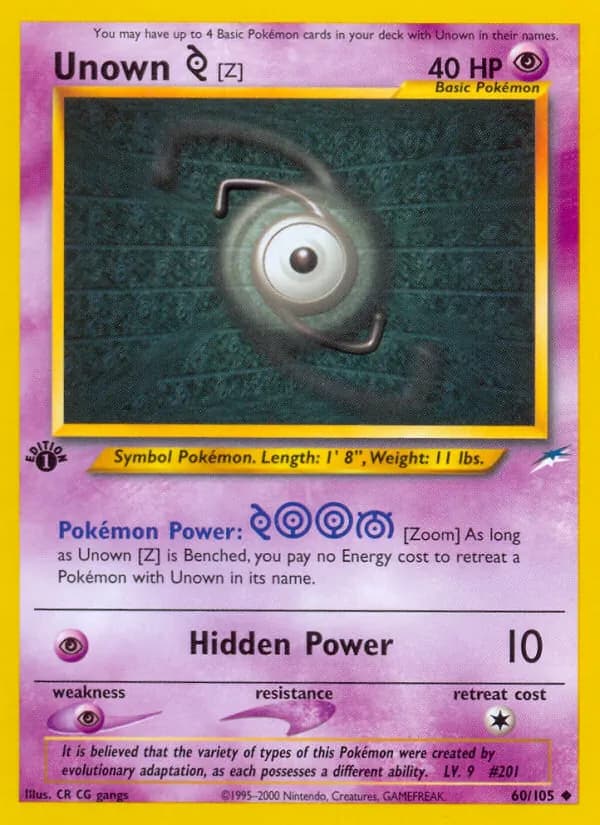 Unown [Z] card in English