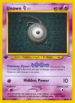 Unown [Z] card in English
