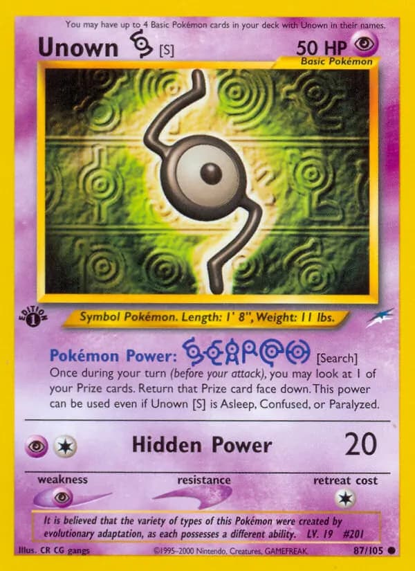 Unown [S] card in English