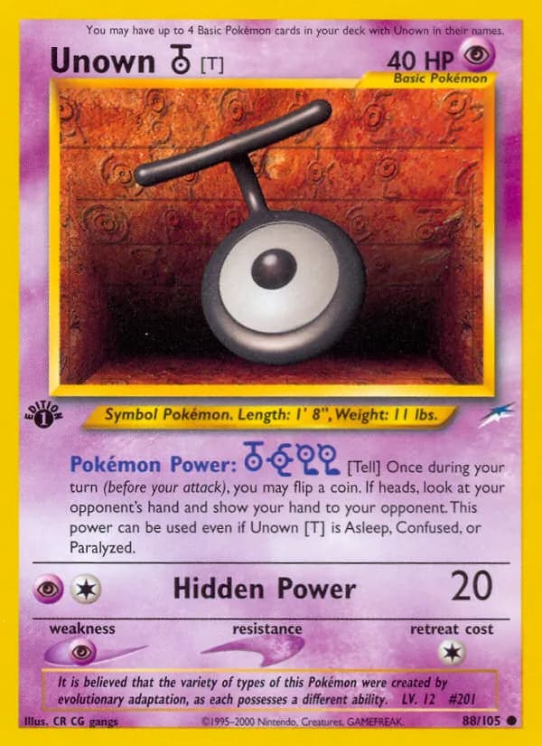 Unown [T] card in English