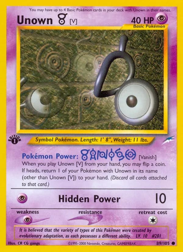 Unown [V] card in English