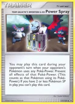 Team Galactic's Invention G-103 Power Spray card in English