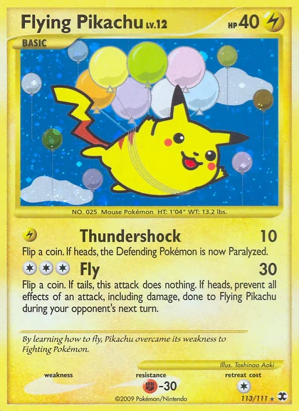 Flying Pikachu card in English