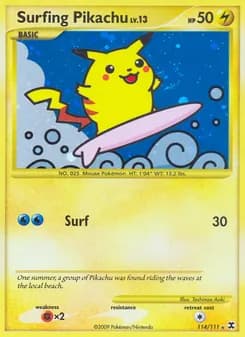 Surfing Pikachu card in English
